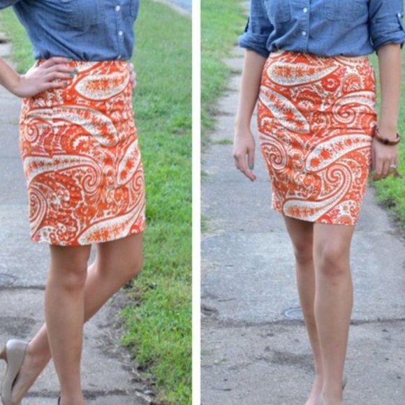 J. Crew Paisley Print Pencil Skirt . SZ 6 - Picture 4 of 4